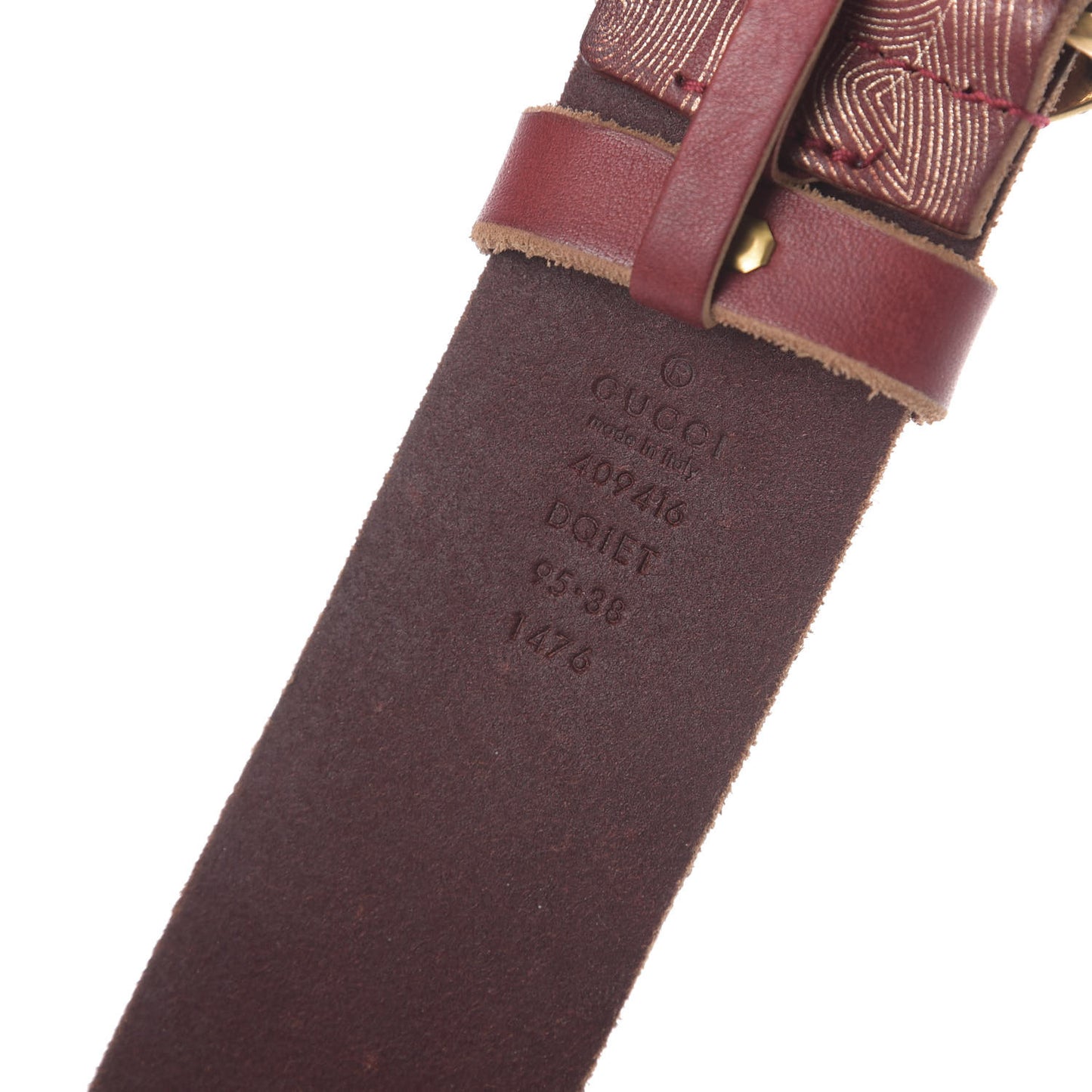 Faded Calfskin Leaf Print Double G 40mm Belt 95 38 Hibiscus Red Gold