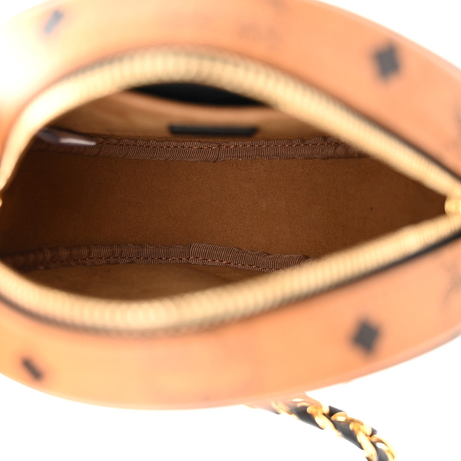 MCM Visetos Studded Big O Small Round Crossbody Cognac 5 of 9