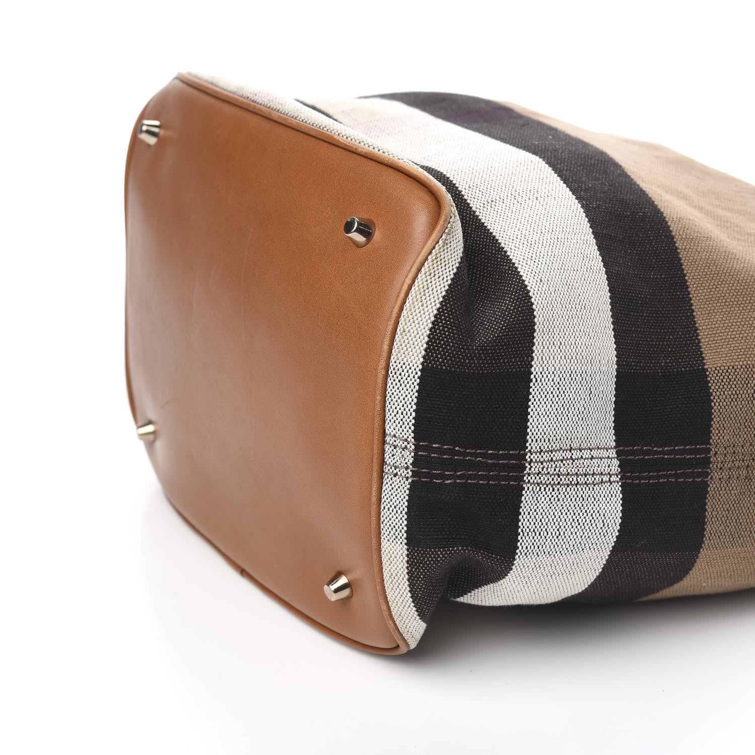 Burberry Canvas Mega Check Medium Ashby Hobo Saddle Brown 10 of 10