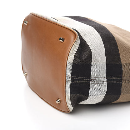 Burberry Canvas Mega Check Medium Ashby Hobo Saddle Brown 10 of 10