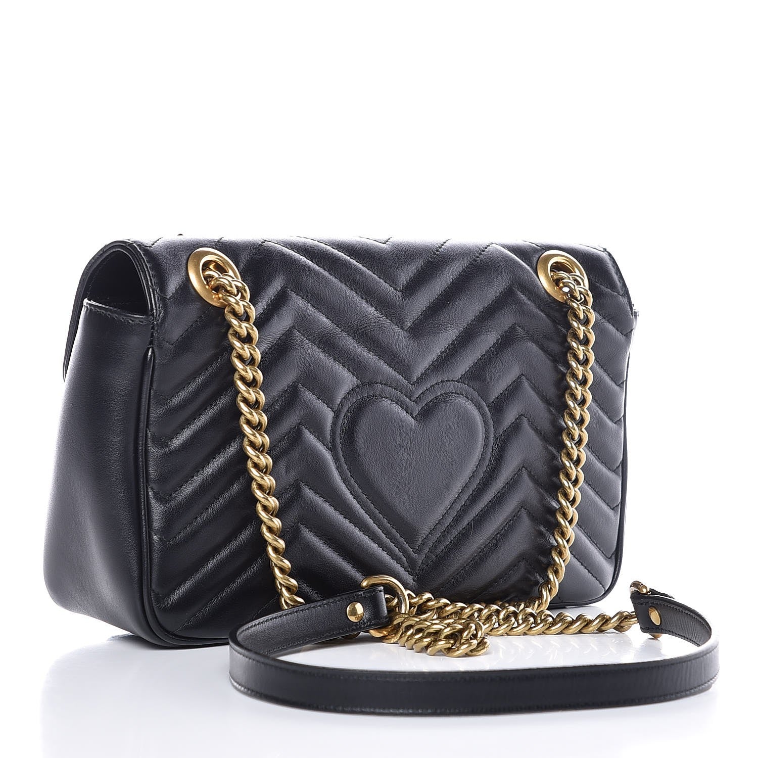Gucci Calfskin Matelasse Small GG Marmont Shoulder Bag Black 3 of 7