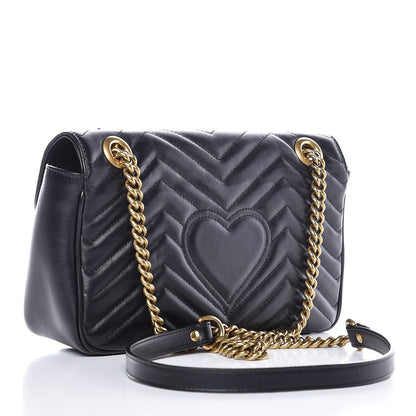 Gucci Calfskin Matelasse Small GG Marmont Shoulder Bag Black 3 of 7