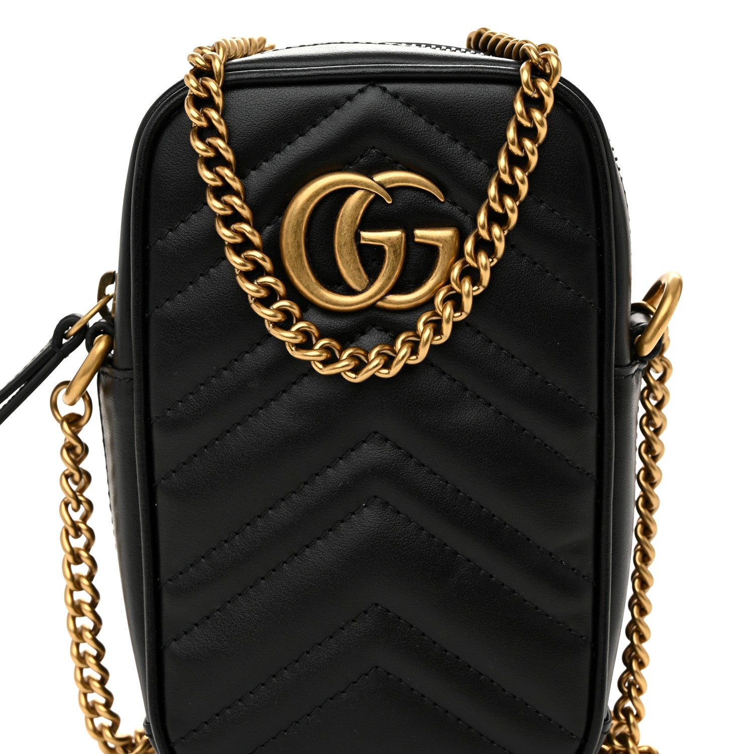 Gucci Calfskin Matelasse Mini GG Marmont Crossbody Bag Black 8 of 10