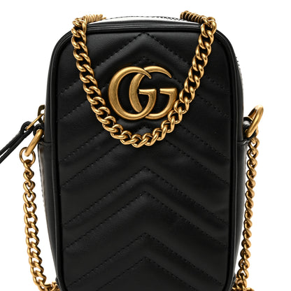 Gucci Calfskin Matelasse Mini GG Marmont Crossbody Bag Black 8 of 10