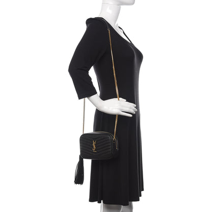 Saint Laurent Grain De Poudre Matelasse Monogram Mini Lou Camera Bag Black 2 of 11