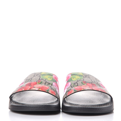 Gucci GG Supreme Monogram Blooms Slide Sandals 37 Beige Multicolor 2 of 10