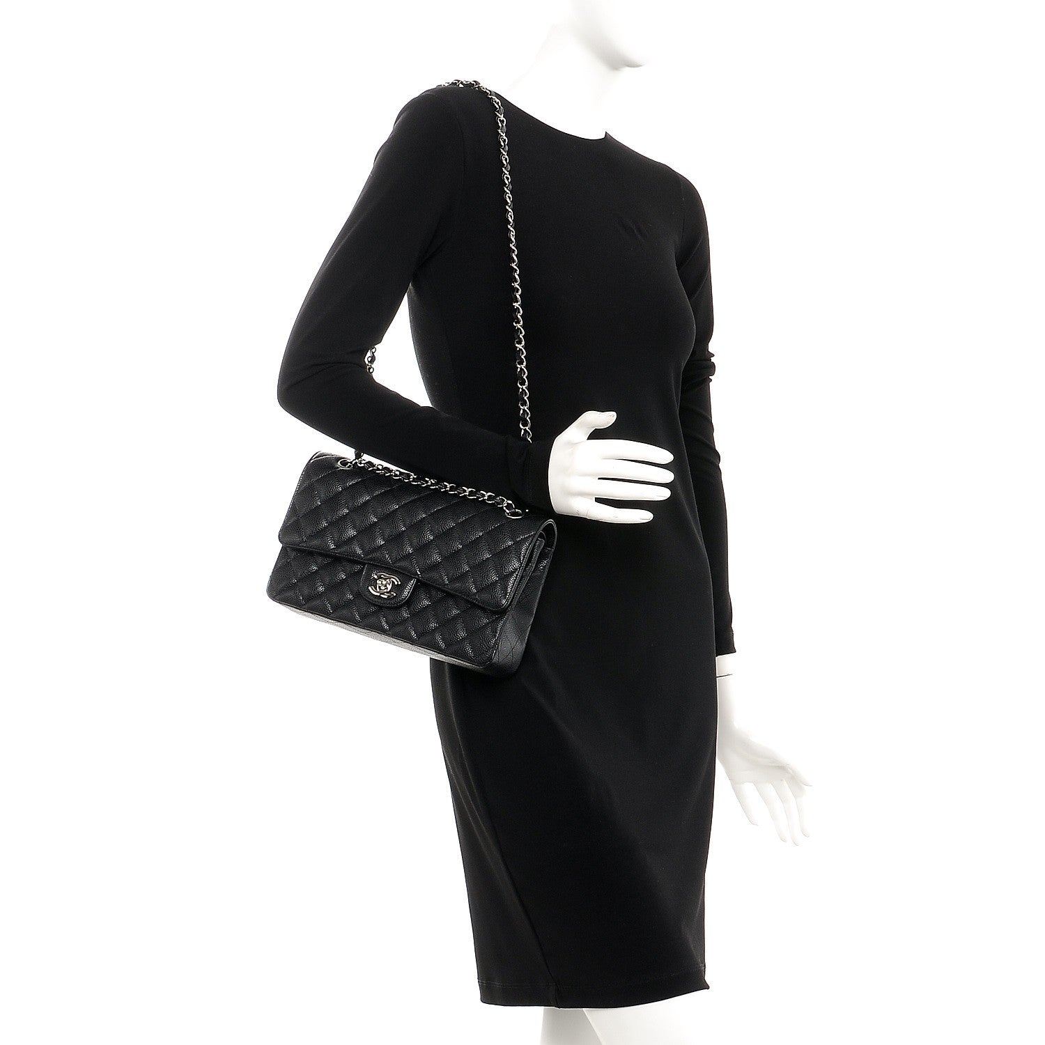 Chanel Caviar Quilted Medium Double Flap Black 2 of 8