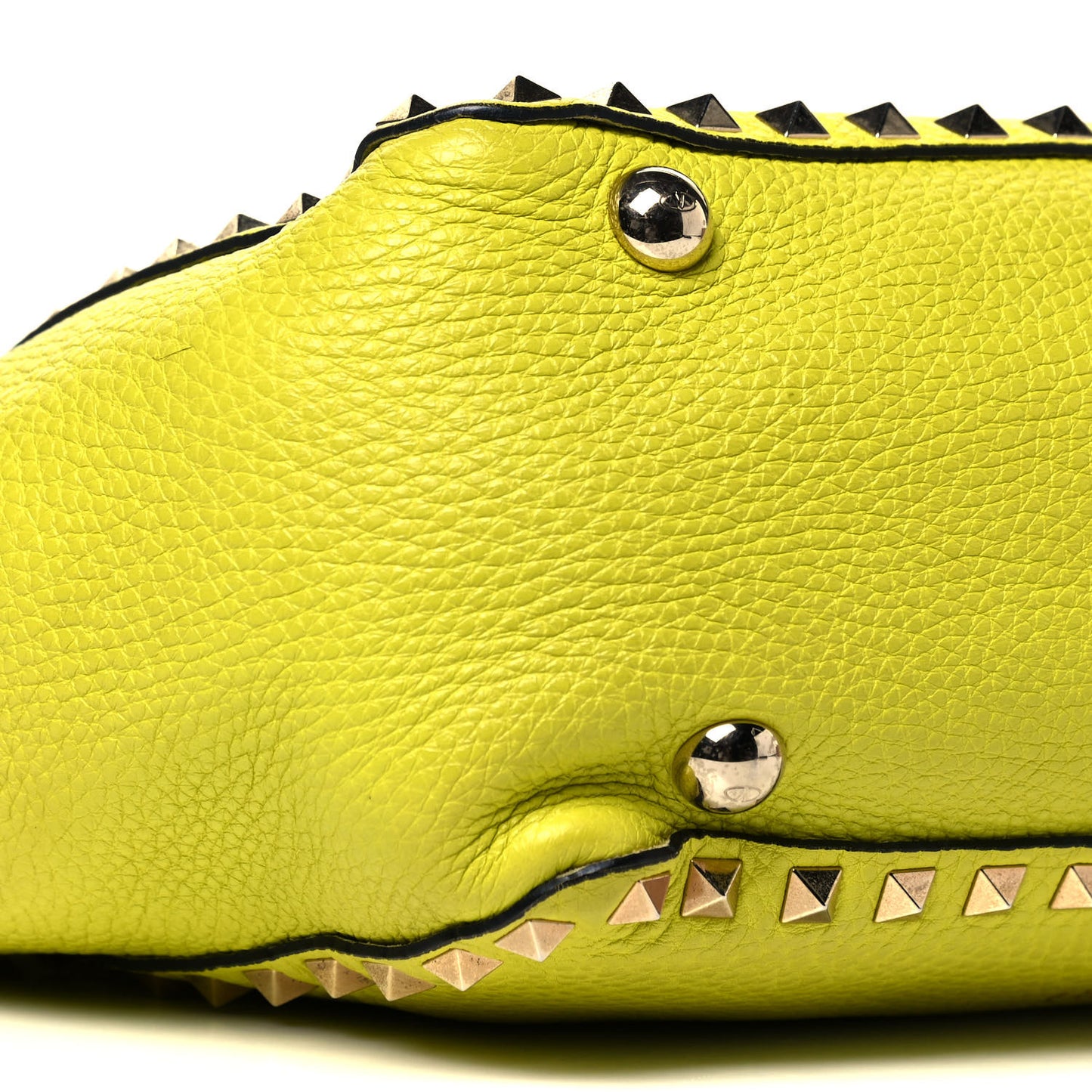 Grained Calfskin Small Rockstud Tote Yellow Fluo