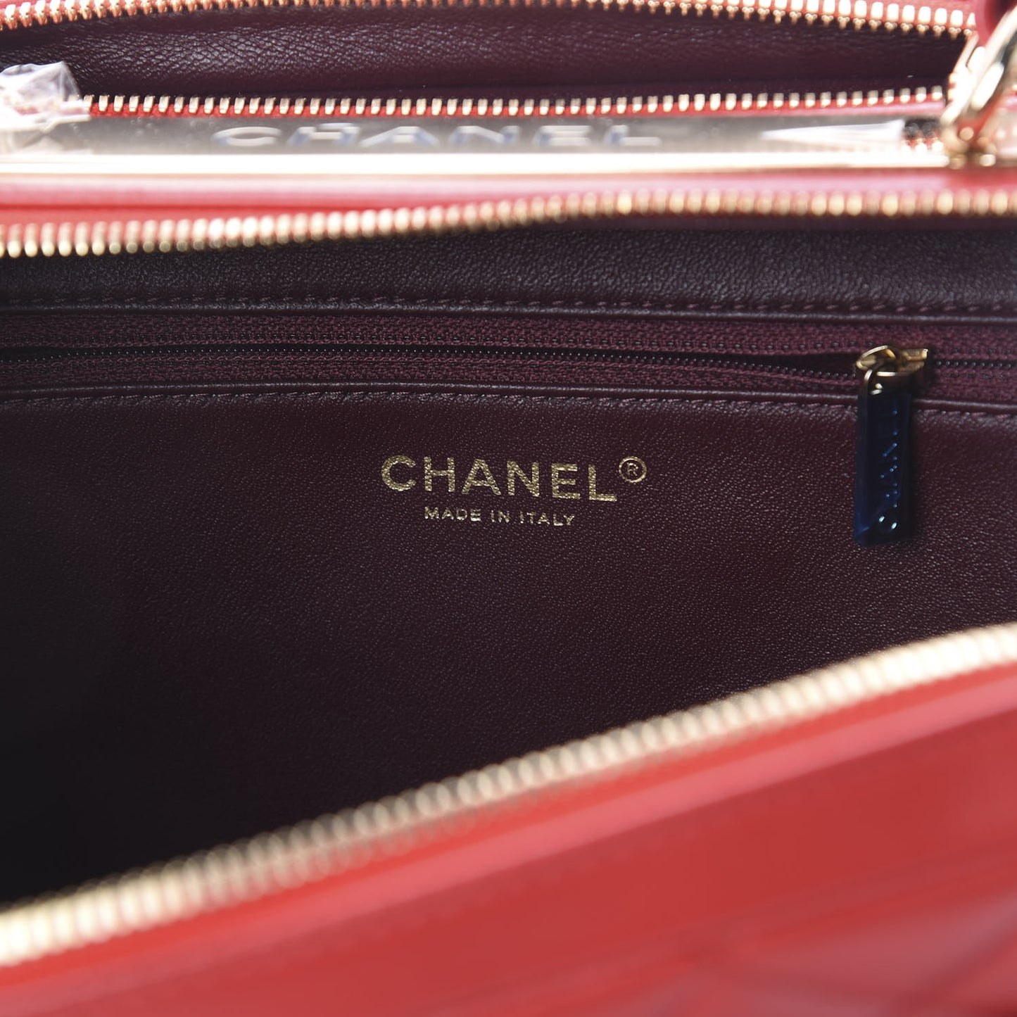 Lambskin Quilted Medium Trendy CC Bowling Bag Red