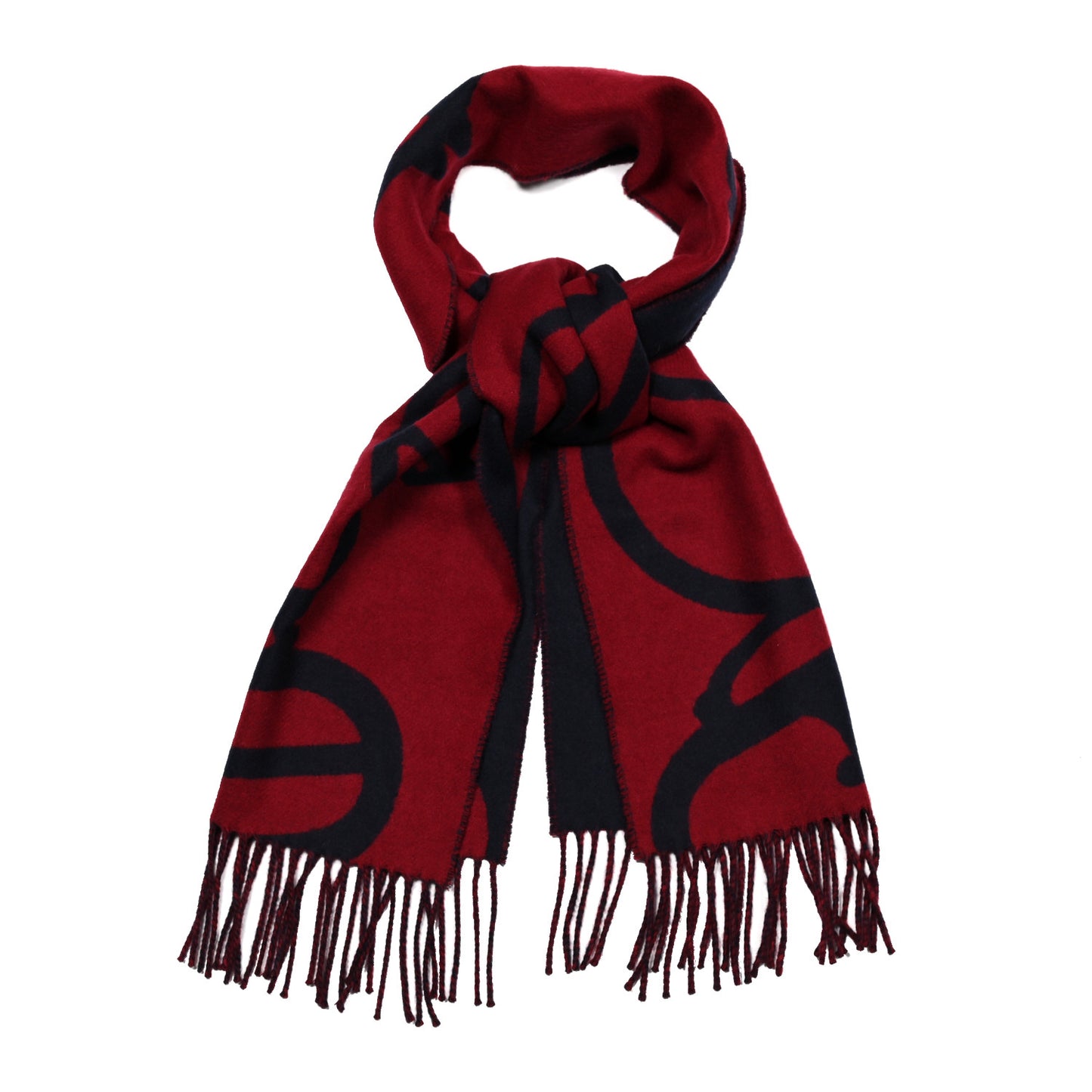 Cashmere Boucles et Camails Muffler Marine Bordeaux