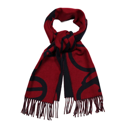 Hermes Cashmere Boucles et Camails Muffler Marine Bordeaux 1 of 4