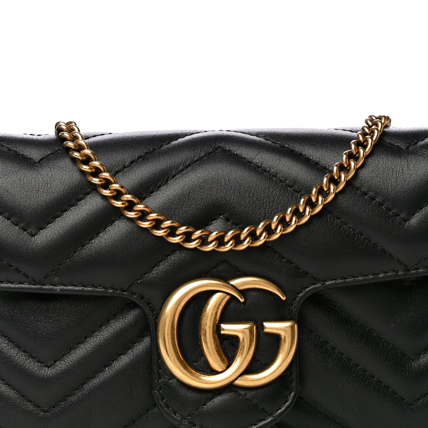 Calfskin Matelasse Super Mini GG Marmont Shoulder Bag Black