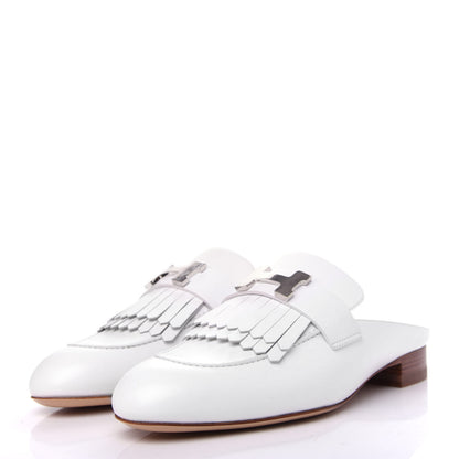 Hermes Goatskin Rivoli Mules 37 White 3 of 9