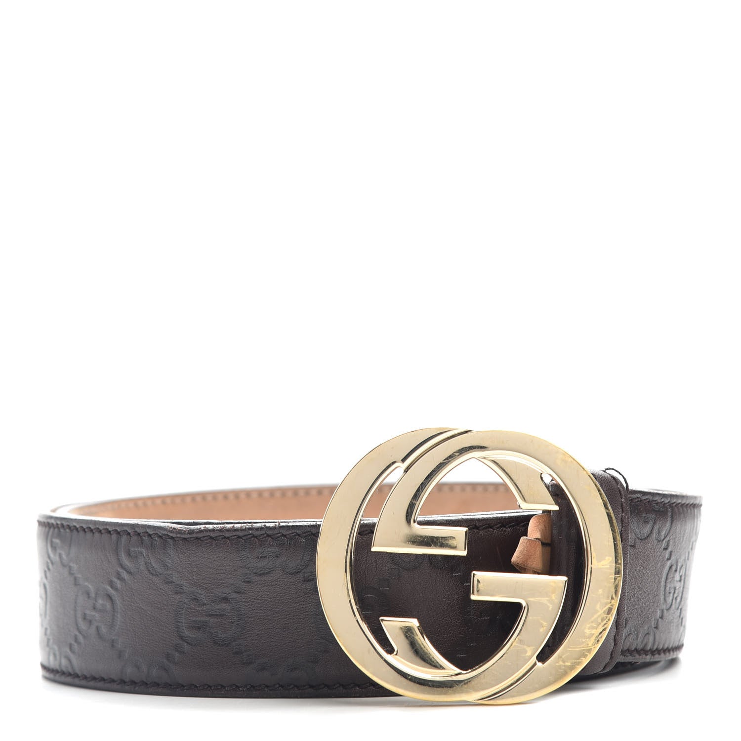 Gucci Guccissima Interlocking G 40mm Belt 85 34 Dark Brown 1 of 4