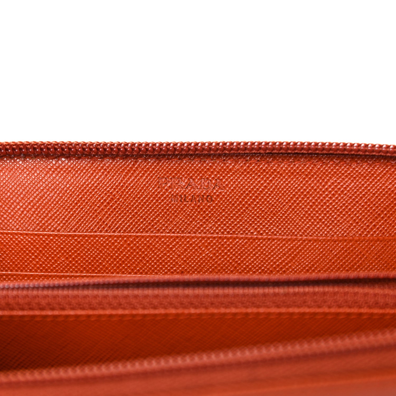 Prada Saffiano Metal Zip Around Wallet Rame 6 of 18