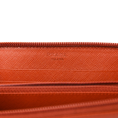 Prada Saffiano Metal Zip Around Wallet Rame 6 of 18
