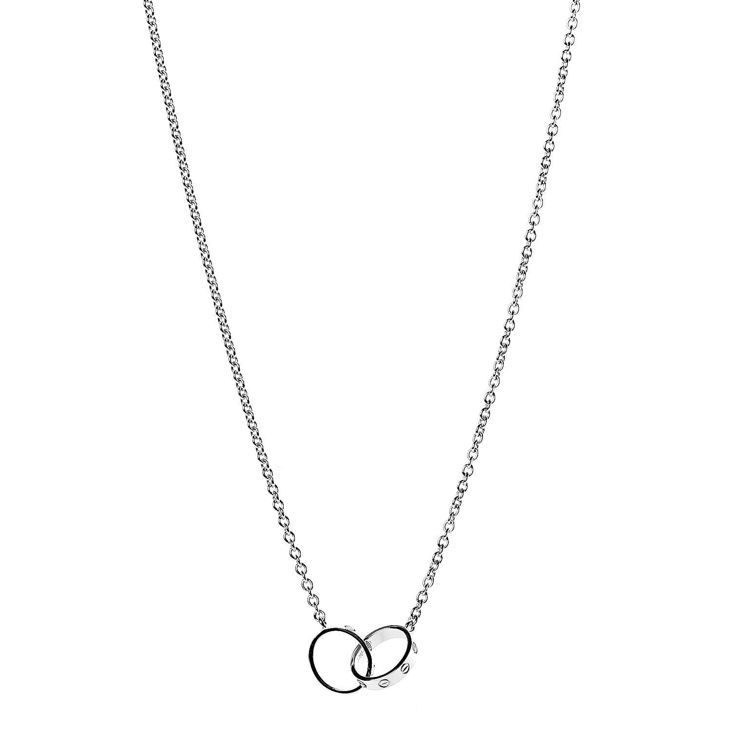 Cartier 18K White Gold Interlocking LOVE Necklace 1 of 6