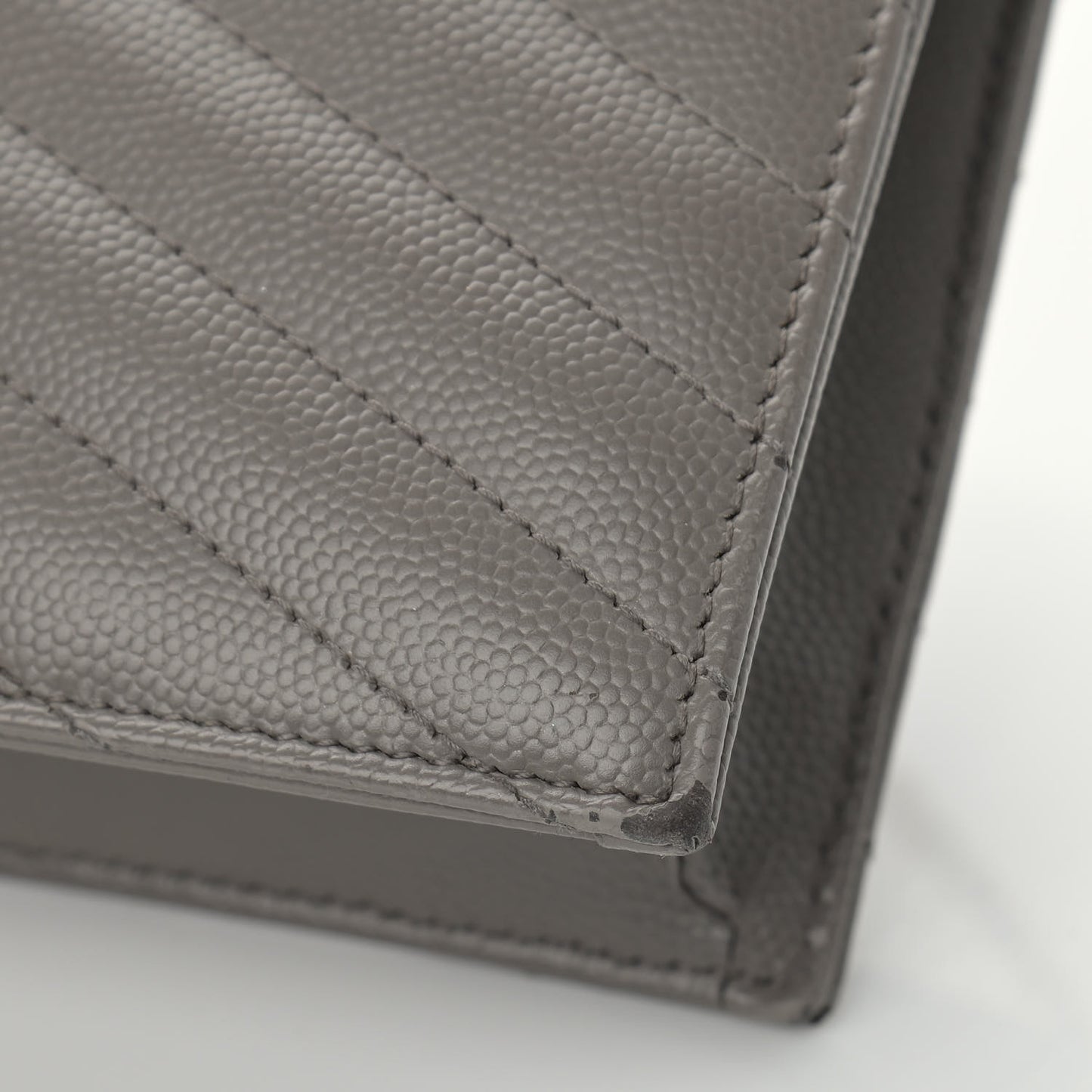 Grain De Poudre Matelasse Chevron Monogram Envelope Chain Wallet Coal