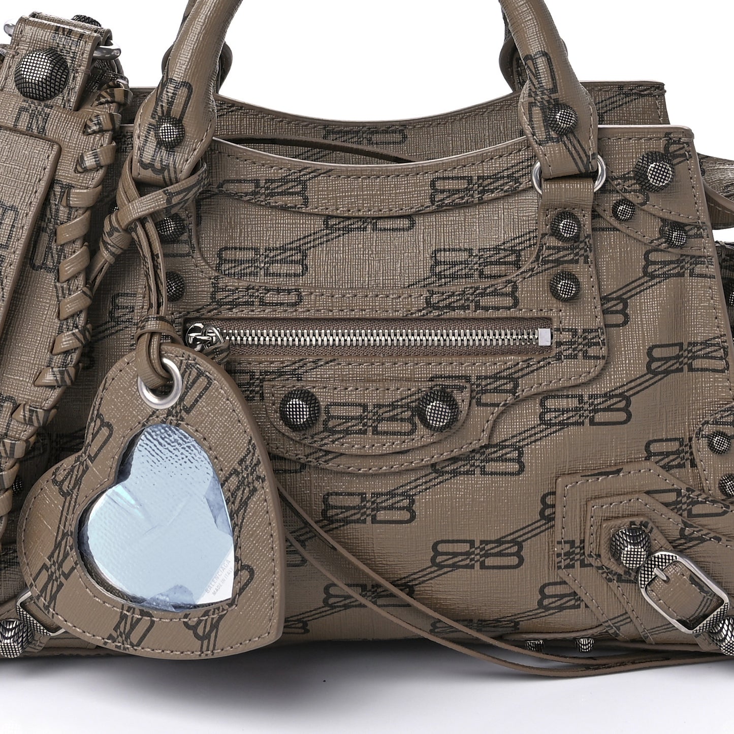 Coated Canvas BB Monogram Neo Cagole Handbag XS Beige Brown