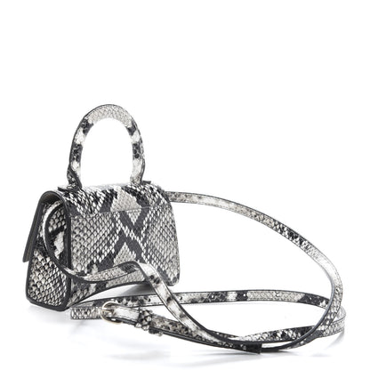 Balenciaga Shiny Calfskin Python Effect Hourglass Top Handle Bag Mini Black White 3 of 10