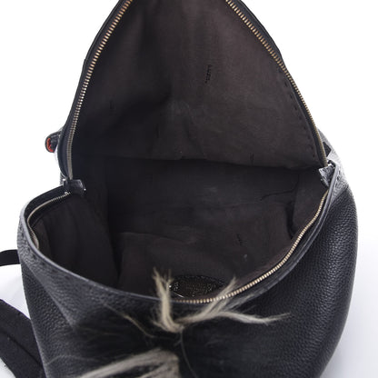 Fendi Calfskin Crocodile Fox Fur Monster Backpack Black 5 of 18