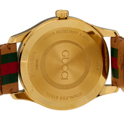 Gucci Stainless Steel Calfskin 38mm G-Timeless Stripe Web Quartz Watch Brown 4 of 4