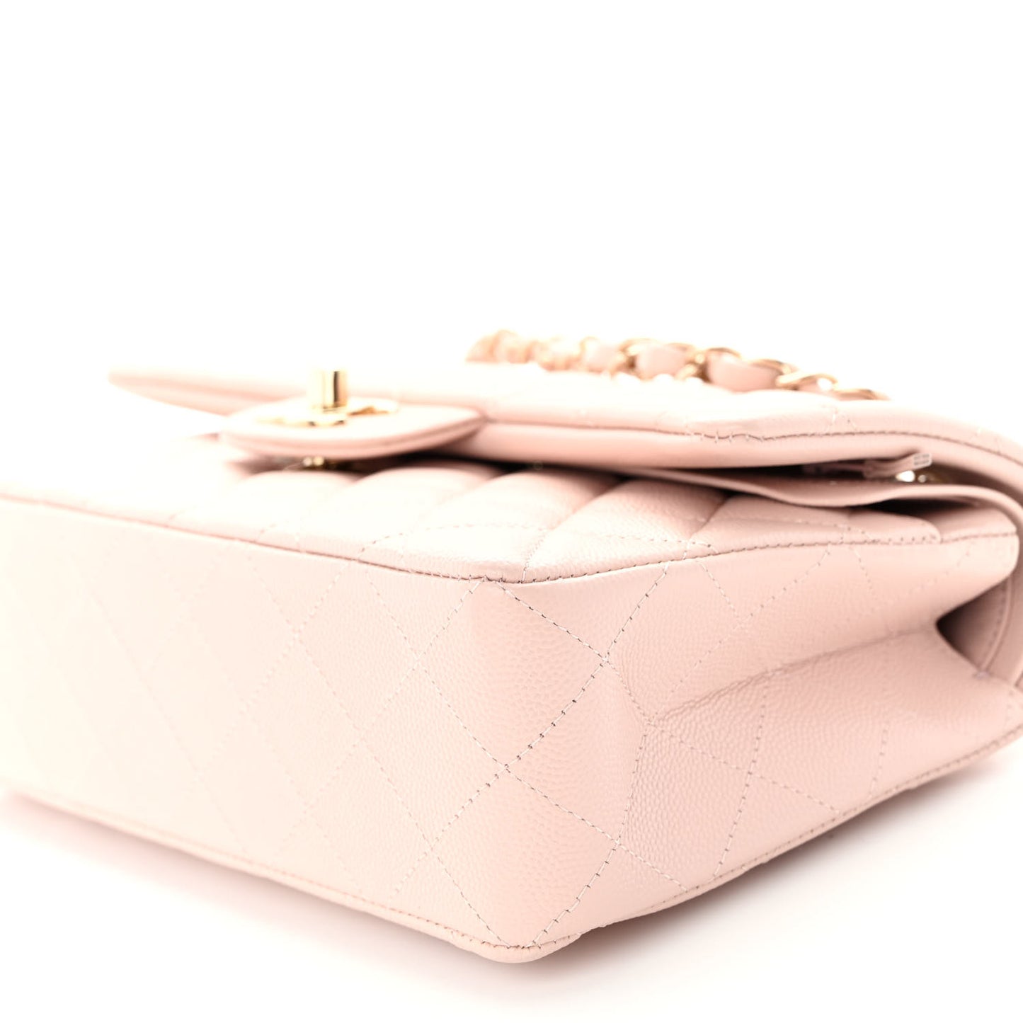 Caviar Quilted Small Double Flap Light Pink
