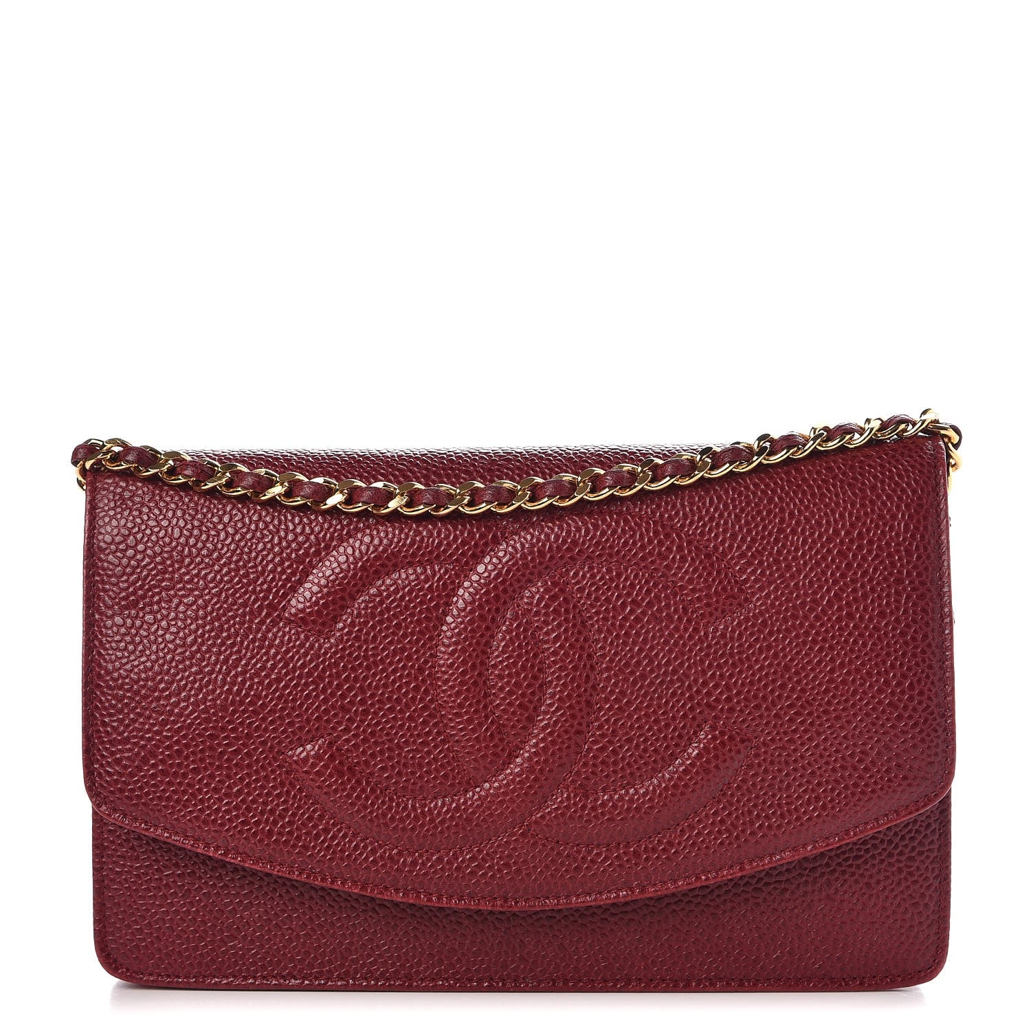 Chanel Caviar Timeless CC Wallet On Chain WOC Red 1 of 12