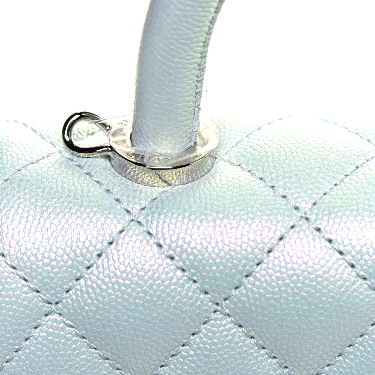 Chanel Iridescent Caviar Quilted Extra Mini Coco Handle Flap Light Blue 12 of 14