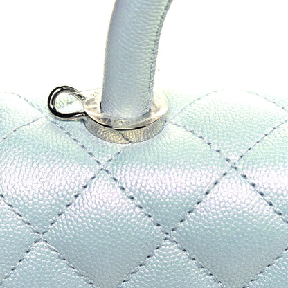 Chanel Iridescent Caviar Quilted Extra Mini Coco Handle Flap Light Blue 12 of 14