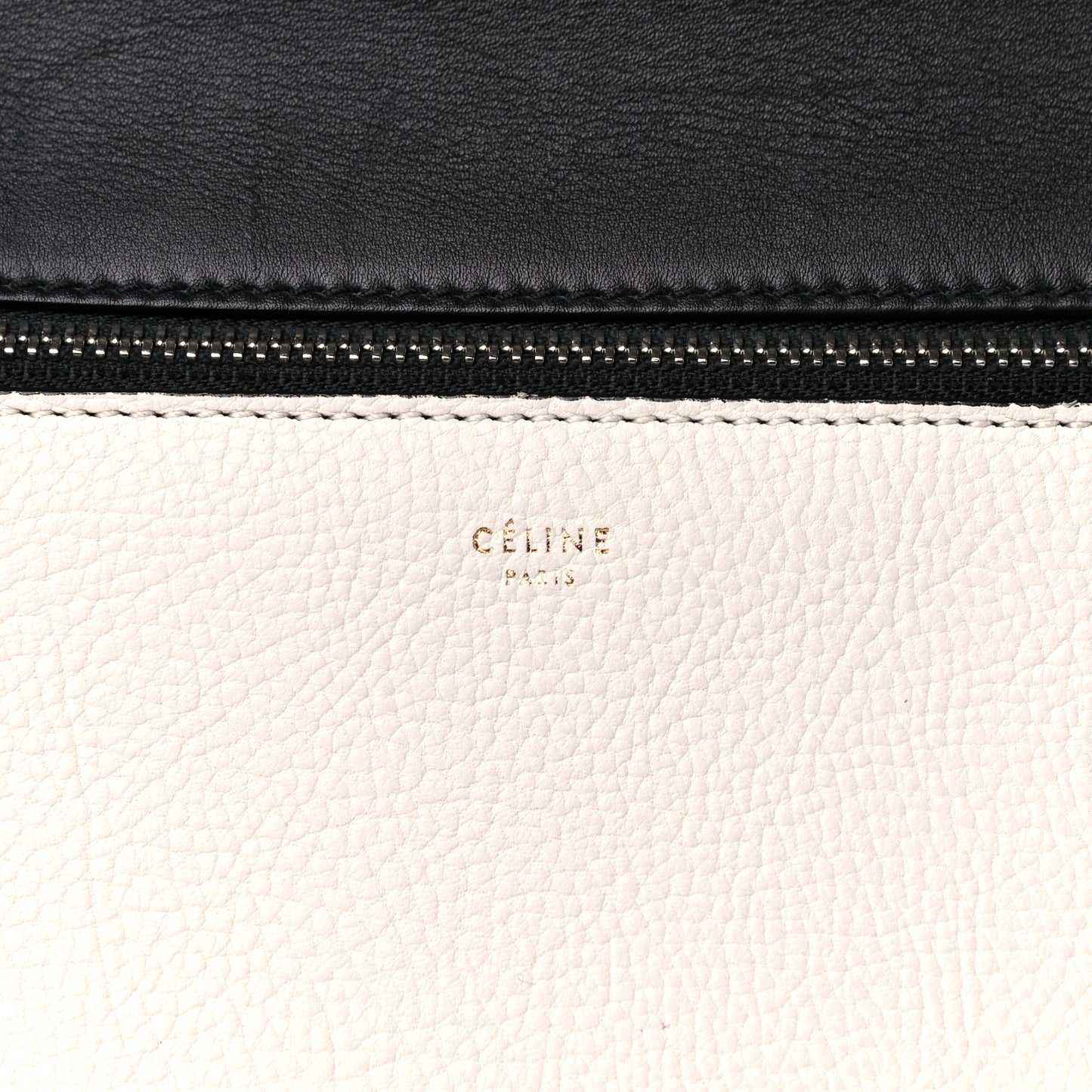 Textured Calfskin Small Bi-Color Edge Shoulder Bag Black Cream