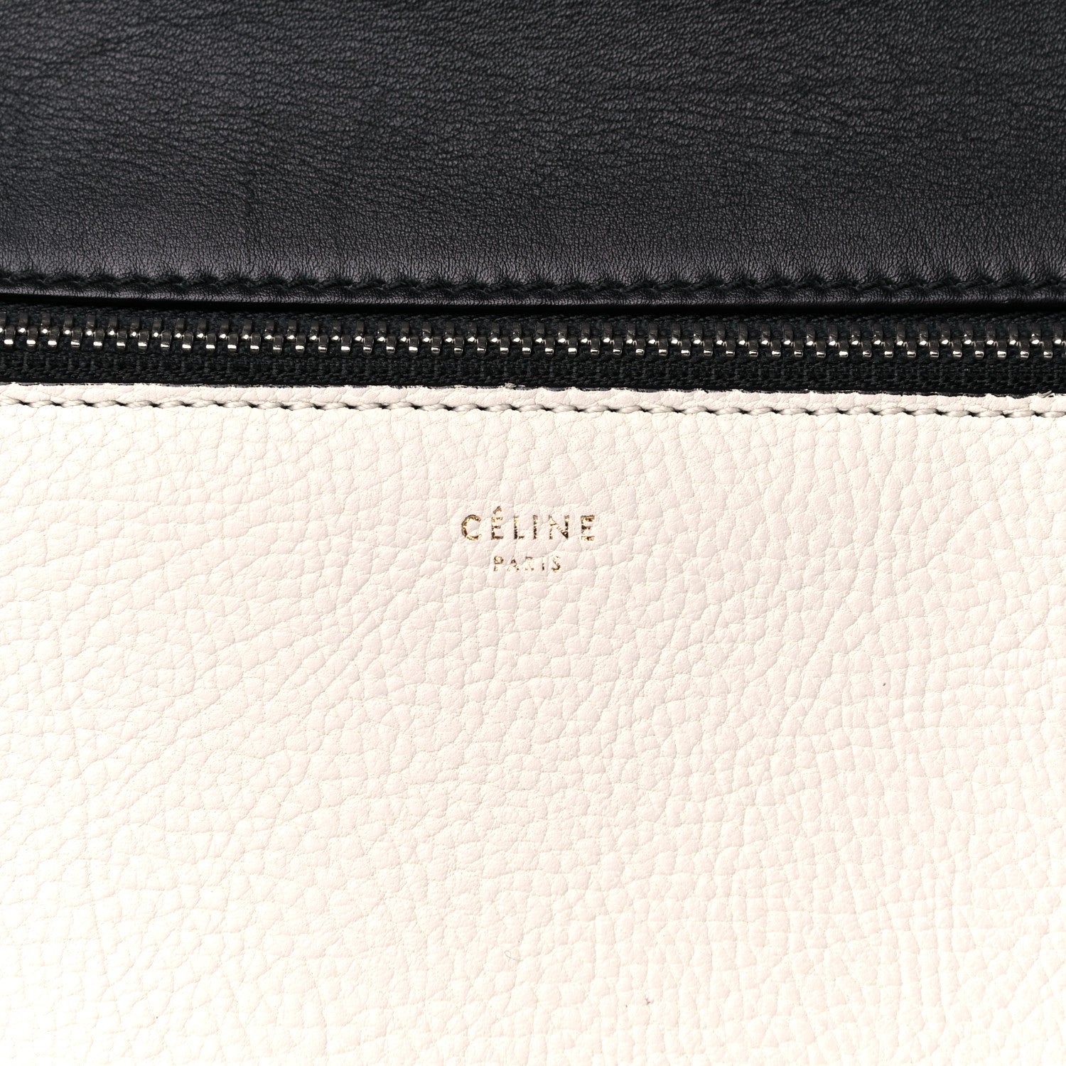 Celine Textured Calfskin Small Bi-Color Edge Shoulder Bag Black Cream 5 of 9