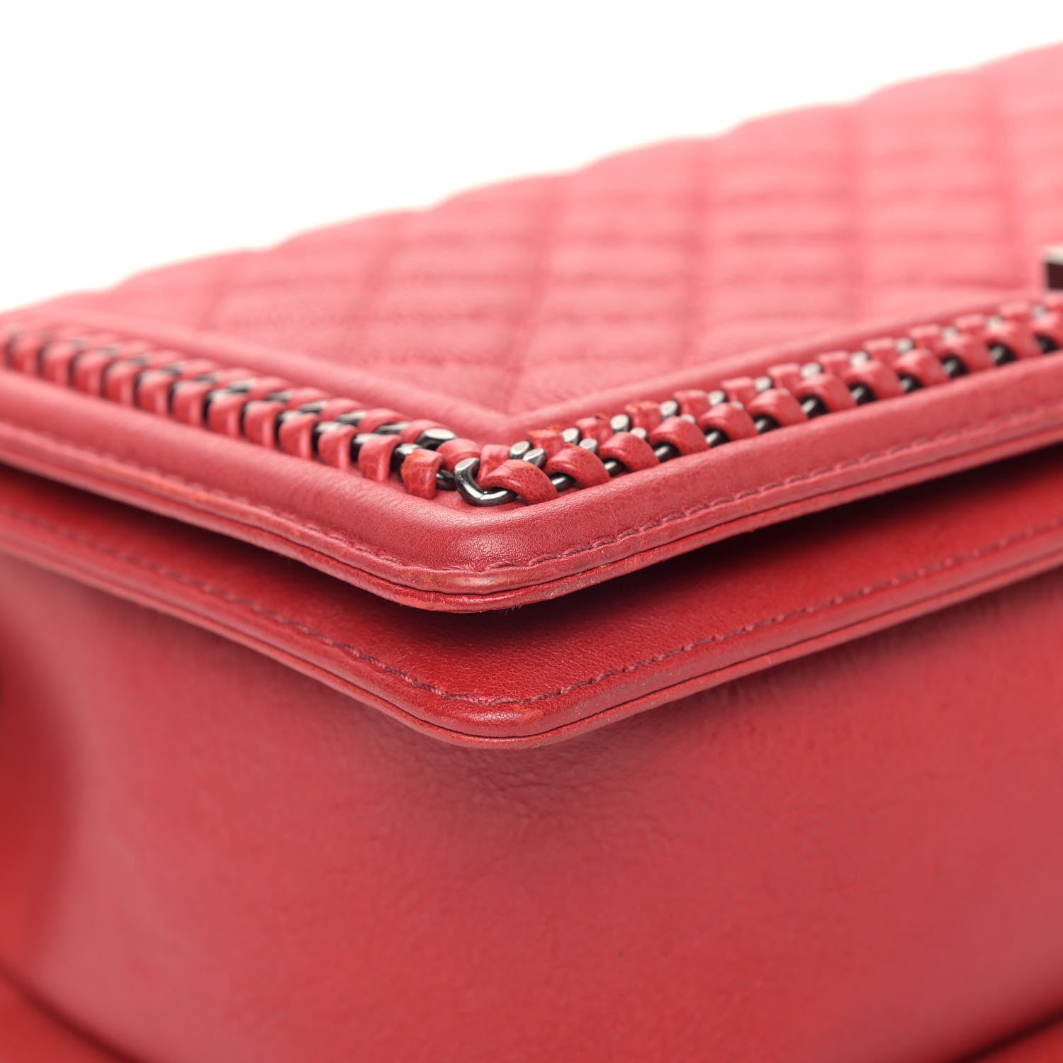 Chanel Calfskin Quilted New Medium Boy Top Handle Flap Red 10 of 14