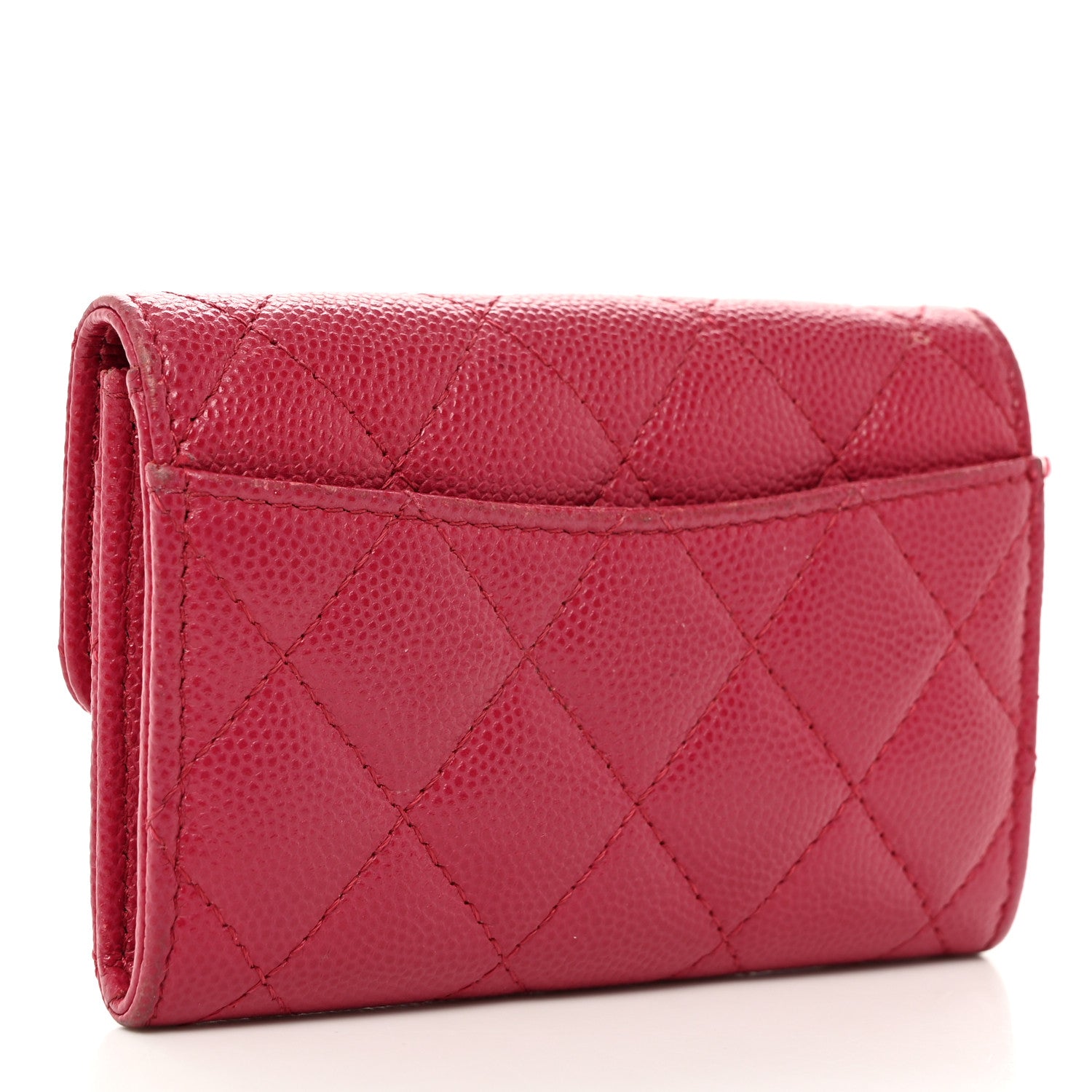 Chanel Caviar Quilted Flap Card Holder Wallet Dark Pink 3 of 11