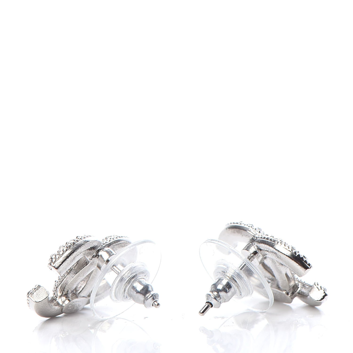 Chanel Crystal CC Earrings Silver 3 of 5