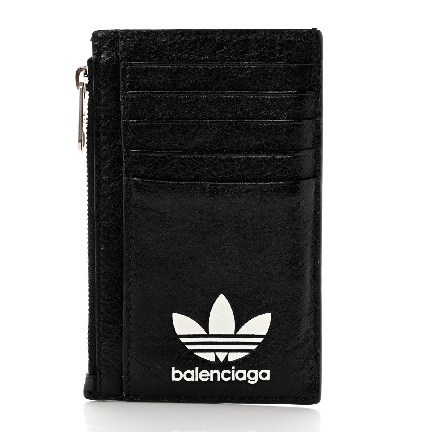 X ADIDAS Agneau Arena Trefoil Logo Coin Case Card Holder Black White