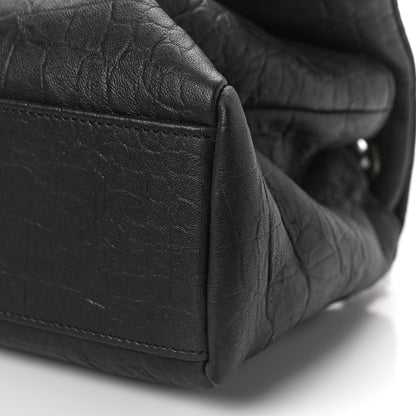 Saint Laurent Calfskin Crocodile Embossed Medium West Hollywood Monogram Fold-Over Black 8 of 8