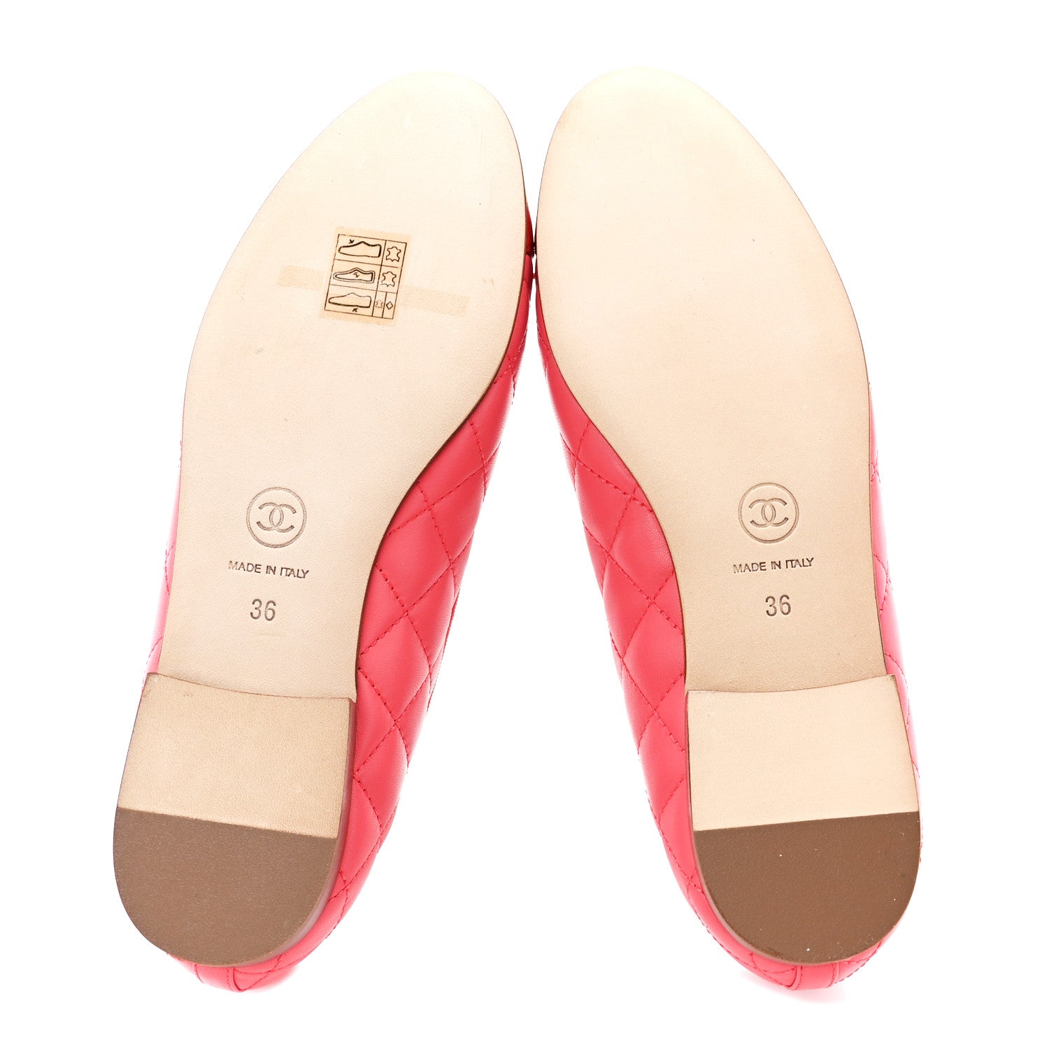 Chanel Lambskin Quilted CC Cap Toe Ballerina Flats 36 Pink Red 5 of 9