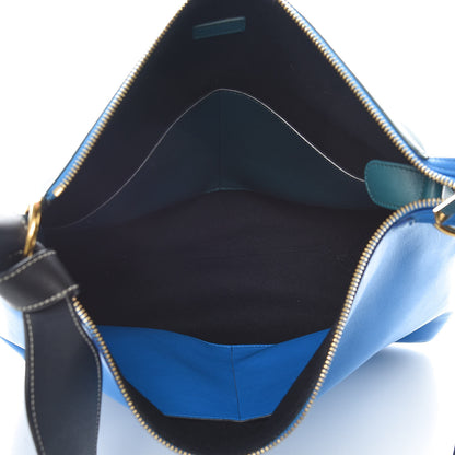 Celine Shiny Smooth Calfskin Zipped Twisted Cabas Bright Blue Peacock 7 of 9