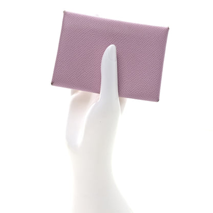 Hermes Epsom Calvi Duo Card Case Mauve Sylvestre 2 of 10