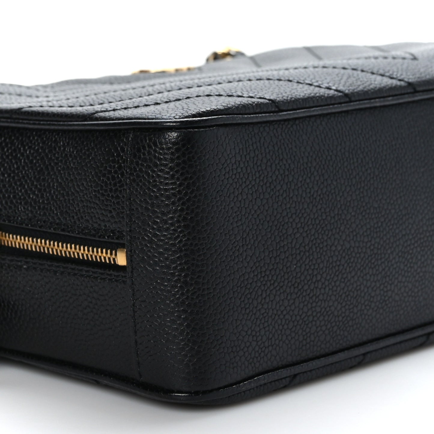 Caviar Chevron Quilted Camera Case Black
