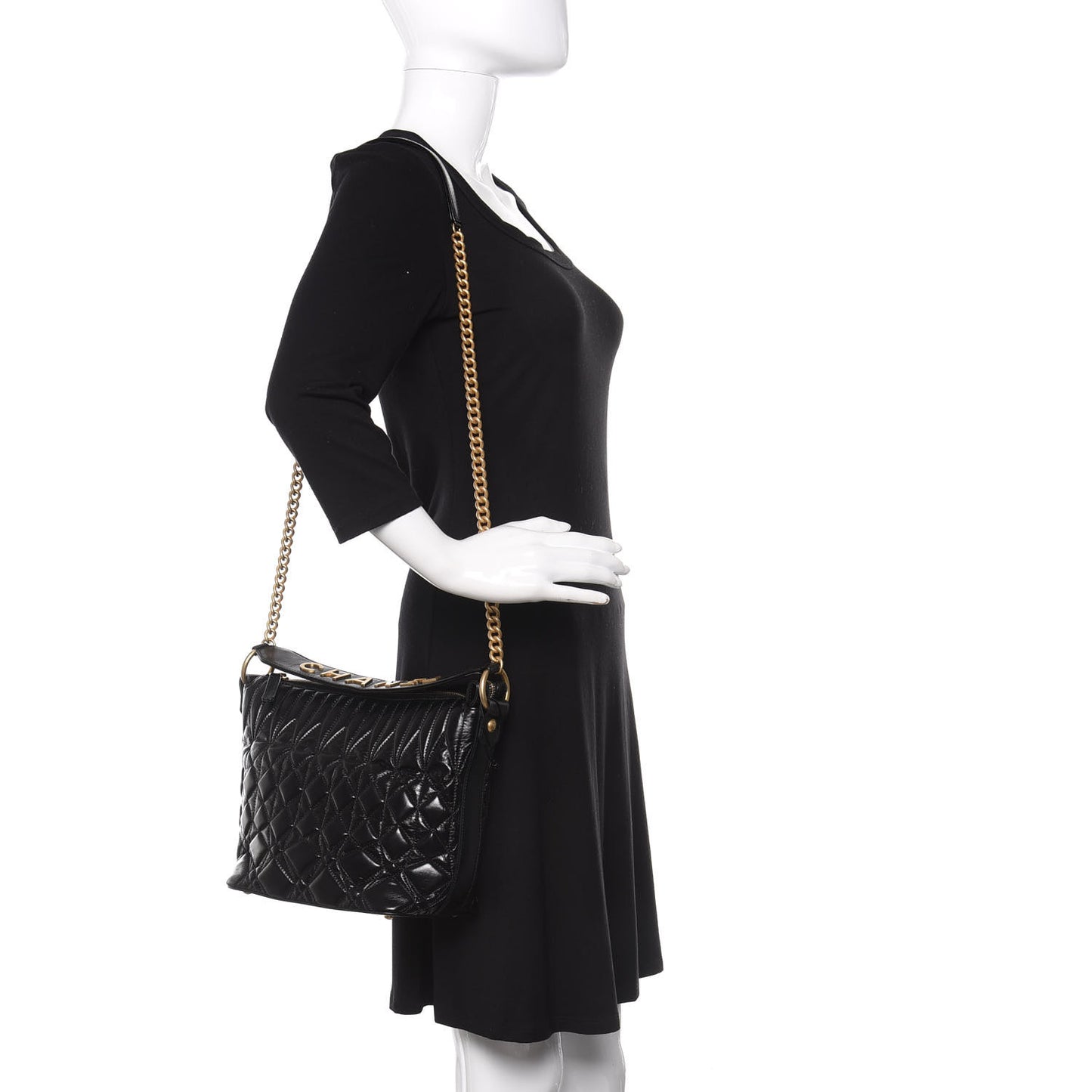 Glazed Calfskin Quilted State Of The Art Hobo Black