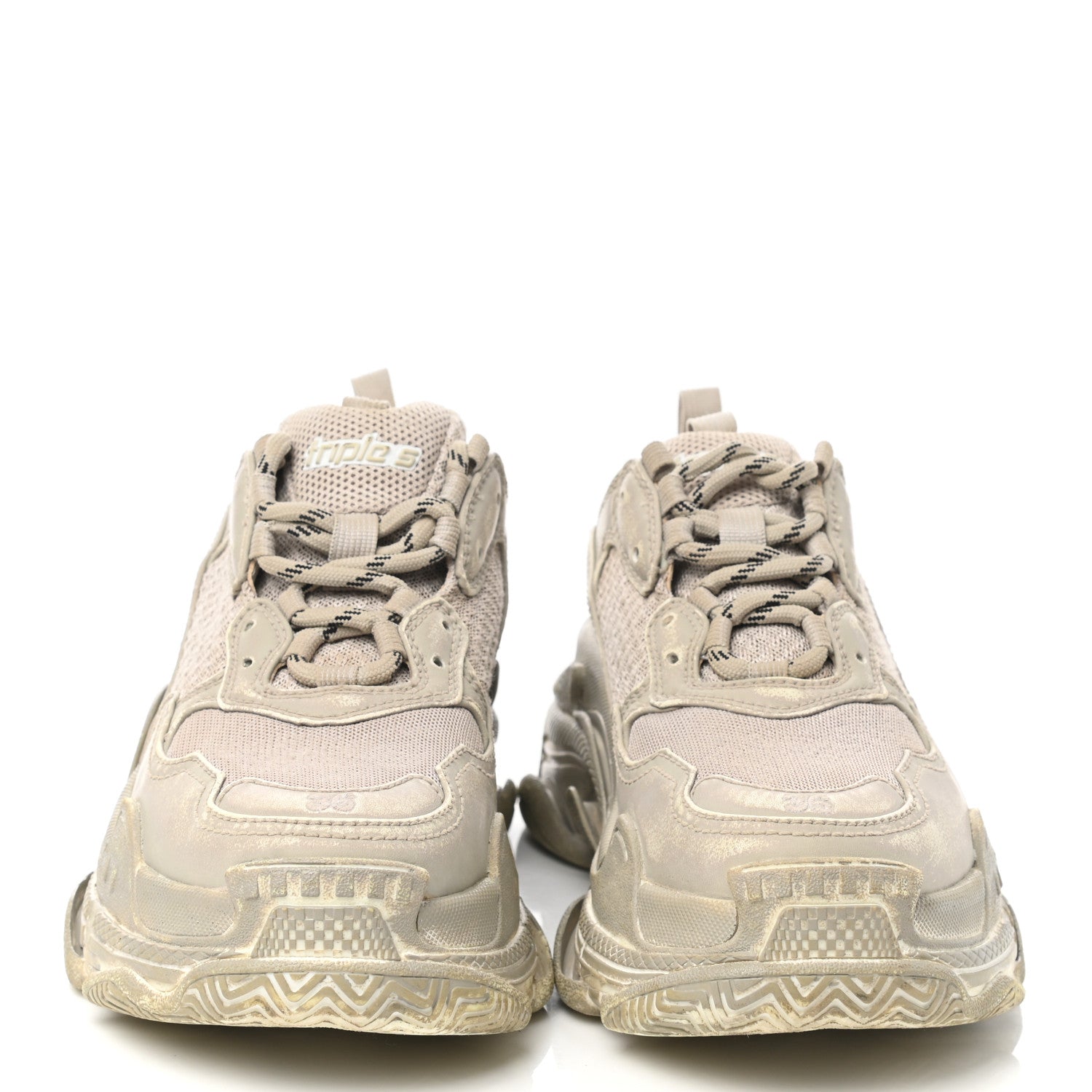 Balenciaga Fabric Mesh Distressed Womens Triple S Sneakers 36 Beige 2 of 9