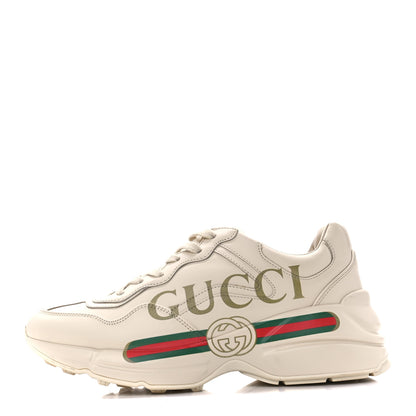 Gucci Calfskin Logo Womens Rhyton Sneakers 38 Ivory 1 of 12