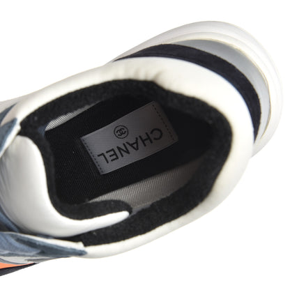 Chanel Nylon Calfskin Suede CC Womens Sneakers 41 Dark Navy White 12 of 14