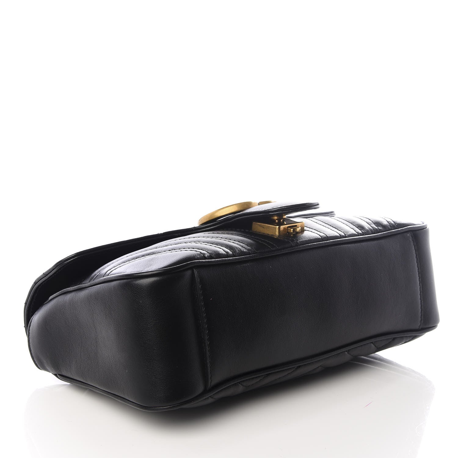 Gucci Calfskin Matelasse Small GG Marmont Shoulder Bag Black 3 of 8