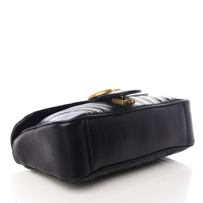 Gucci Calfskin Matelasse Small GG Marmont Shoulder Bag Black 3 of 8