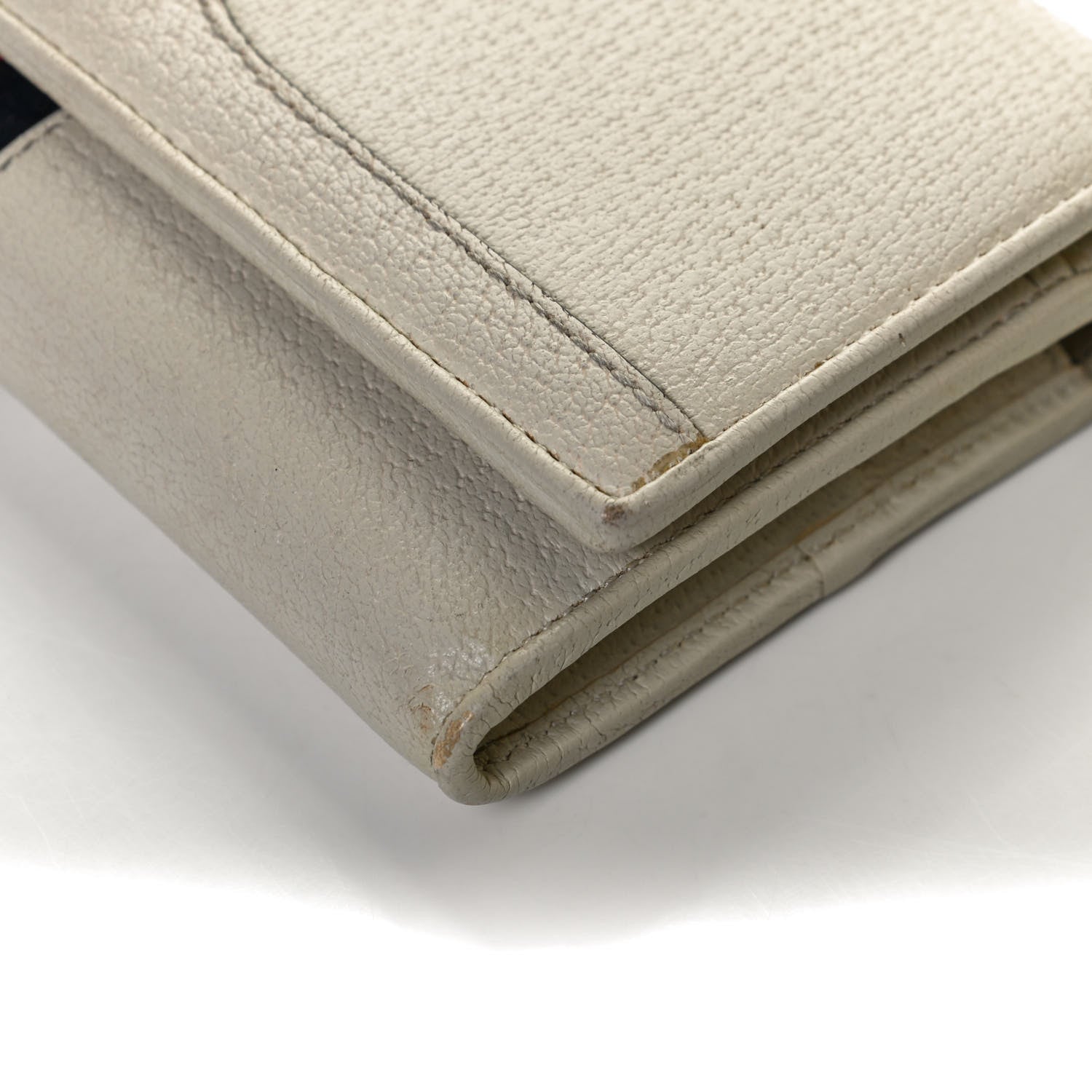 Gucci Textured Calfskin Web Ophidia Wallet On Chain Mystic White 10 of 12