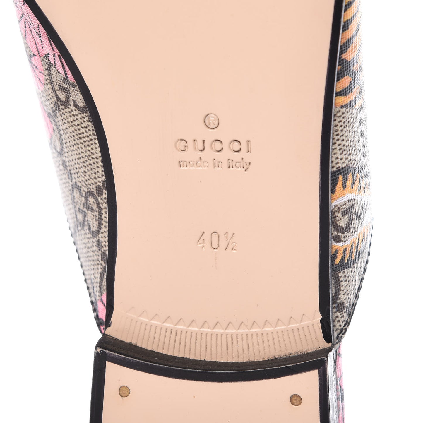 GG Supreme Monogram Bengal Womens Princetown Slippers 40.5 Beige Crop Pink