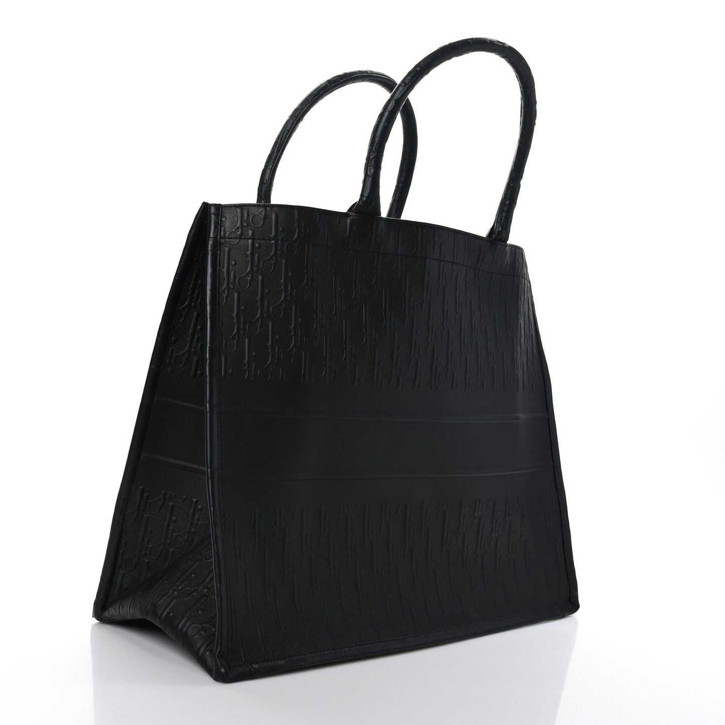 Oblique Calfskin Embossed Large Book Tote Black